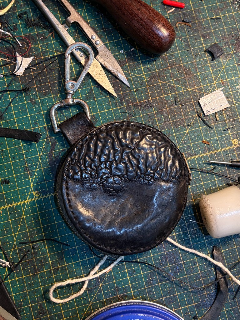 Leather developing patina through wear